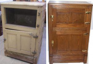 Ice Box We Were Chosen By A Waukesha Customer To Restore Their Painted Ice Box We Repaired The Doors To Function Properly Furnished And Installed Replacement Latches And Hinges The Ice Box Then Was Custom Finished To A Natural Wood Tone To Fit Their Decor